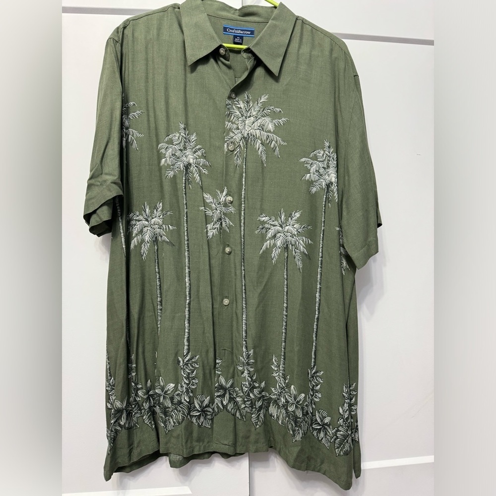 Croft & Barrow Hawaiian Casual Button-Down Shirts for Size XL Palm Tree Print